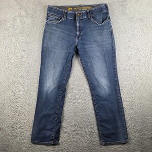 Lee Jeans Mens 36x32 (35x30) Blue Motion Stretch Regular Fit Straight Leg